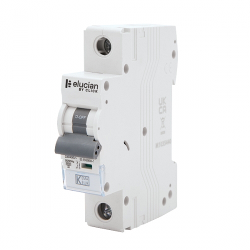 Scolmore CU1MCB20B Elucian 1 Module 20A 6kA SP B Curve Miniature Circuit Breaker MCB - For Domestic Installations