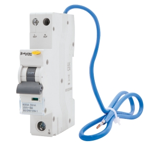 Scolmore CU1RCBO10B Elucian 1 Module 6A 6kA 30mA SP Type A B Curve RCBO - For Domestic Installations