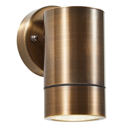 Forum Lighting ZN-41101-BRNZ Brac Bronze Tubular Down Wall Light With Clear Glass Diffuser - Requires Lamp IP54 7W GU10 LED 240V