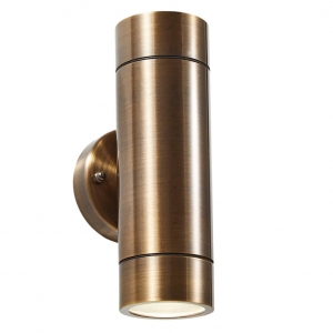 Forum Lighting ZN-41102-BRNZ Brac Bronze Tubular Up/Down Wall Light With Clear Glass Diffuser - Requires Lamps IP54 2x7W GU10 LED 240V