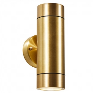 Forum Lighting ZN-41102-RBRS Brac Brass Tubular Up/Down Wall Light With Clear Glass Diffuser - Requires Lamps IP54 2x7W GU10 LED 240V