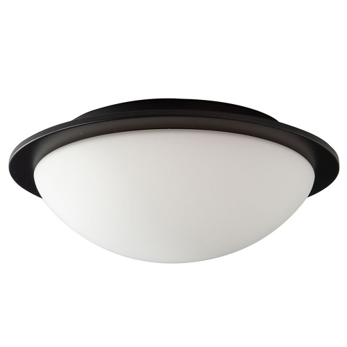 Forum Lighting SPA-41694-MBLK Opie Matt Black 300mm Diameter Flush LED Dome Ceiling Light With Opal Diffuser & Cool White LEDs IP44 12W 900Lm 240V