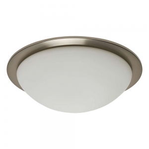 Forum Lighting SPA-41694-SNIC Opie Satin Nickel 300mm Diameter Flush LED Dome Ceiling Light With Opal Diffuser & Cool White LEDs IP44 12W 900Lm 240V