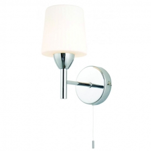 Forum Lighting SPA-PR-17146 Aquarius Chrome Bathroom Wall Light With Opal Cone Shade & Pullswitch - Requires Lamp IP44 3W LED G9 240V