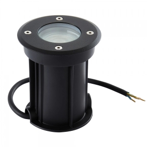 Forum Lighting ZN-20965-BLK Pan Black 100mm Diameter GU10 Drive Over Light With Clear Toughened Glass Diffuser - Requires Lamp IP65 7W GU10 LED 240V
