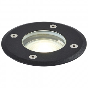 Forum Lighting ZN-20965-BLK Pan Black 100mm Diameter GU10 Drive Over Light With Clear Toughened Glass Diffuser - Requires Lamp IP65 7W GU10 LED 240V