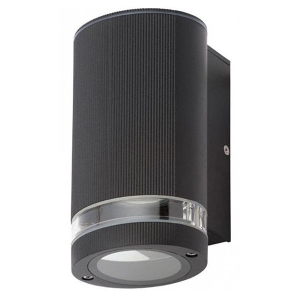 Forum Lighting ZN-35593-BLK Helix Black Ridged Tubular Down Wall Light With Clear Glass Diffuser - Requires Lamp IP44 7W GU10 LED 240V