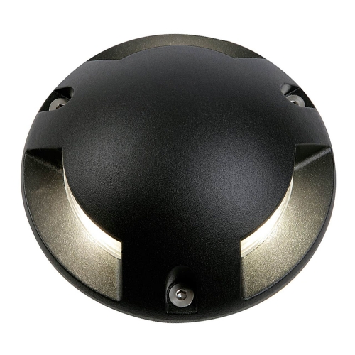 Forum Lighting ZN-35738-BLK Scout Black 210mm Diameter 3-Aperture Surface Mount LED Ground Light With Cool White LEDs IP67 3W 100Lm 240V