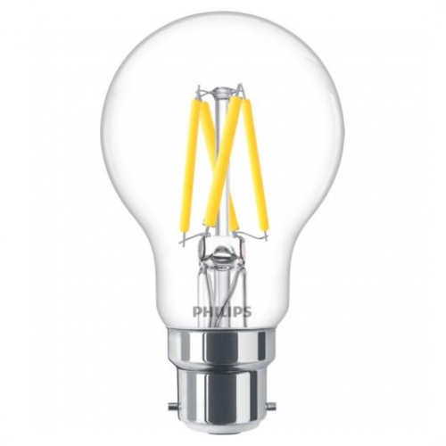 Philips 929003010142 Master Glass Dimmable 3.4W 470Lm Clear Glass GLS Filament Lamp BC Cap 2200K-2700K