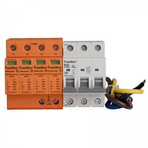 Fusebox SPDCUKITT2TPN Type 2 tpn Surge Protection Kit With Type 2 (3 Module) SPD, 32A Type B TP (3 Module) MCB and Earth + Neutral + Live Cables For Integrated Installation Into Distribution Boards