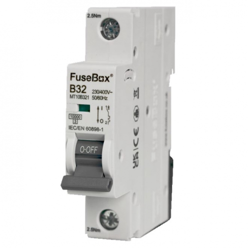 Fusebox MT10B201 1 Module Single Pole B Curve Miniature Circuit Breaker MCB - For Commercial Installations 20A 10kA