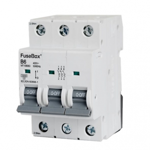 Fusebox MT10B253 3 Module Single Pole B Curve Miniature Circuit Breaker MCB - For Commercial Installations 25A 10kA