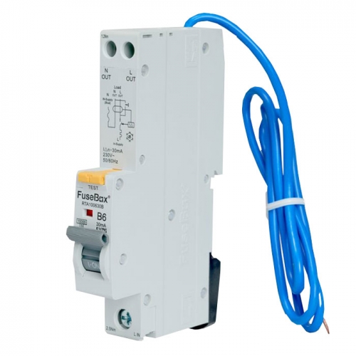 Fusebox RTA101030B 1 Module Single Pole Type A B Curve RCBO For Commercial Installations 10A 10kA 30mA