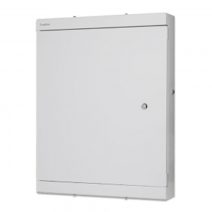 Fusebox  TPN15FBX Metal 15 Way Type B Three Phase TPN Distribution Board With 125A 4P Isolator Switch & T2 Surge Protection Device Height: 992mm | Width: 500mm | Depth: 106mm