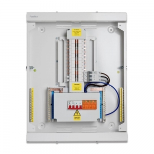 Fusebox  TPN11FBX Metal 11 Way Type B Three Phase TPN Distribution Board With 125A 4P Isolator Switch & T2 Surge Protection Device Height: 812mm | Width: 500mm | Depth: 106mm