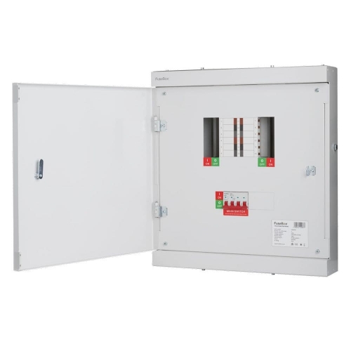 Fusebox  TPN04FBX Metal 4 Way Type B Three Phase TPN Distribution Board With 125A 4P Isolator Switch Height: 542mm | Width: 500mm | Depth: 106mm