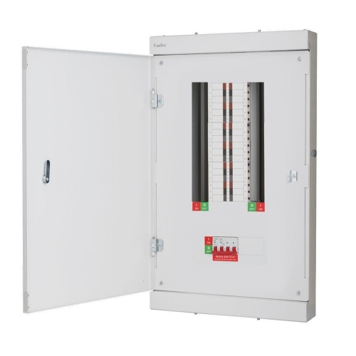 Fusebox  TPN12FBX Metal 11 Way Type B Three Phase TPN Distribution Board With 125A 4P Isolator Switch Height: 812mm | Width: 500mm | Depth: 106mm