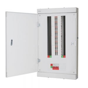 Fusebox  TPN16FBX Metal 16 Way Type B Three Phase TPN Distribution Board With 125A 4P Isolator Switch Height: 992mm | Width: 500mm | Depth: 106mm