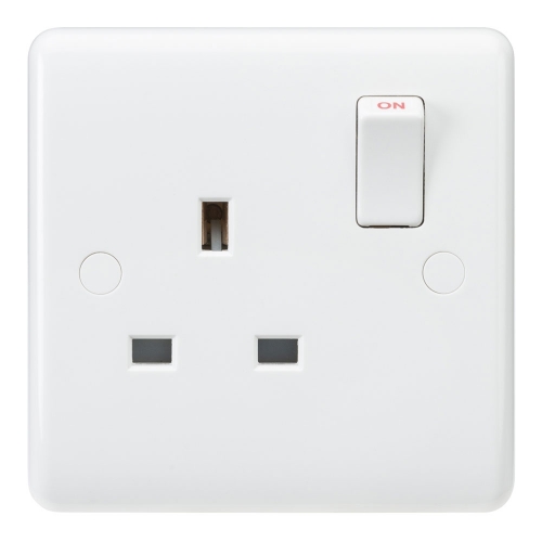 Knightsbridge CU7000S White 1 Gang Curved Edge 13A SP Switched Socket