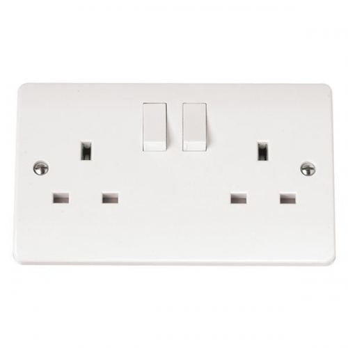 Click CMA036 Mode White Moulded 2 Gang Double Pole Switched Socket 13A
