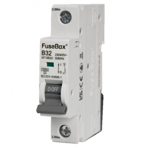 Fusebox MT10B323 3 Module Single Pole B Curve Miniature Circuit Breaker MCB - For Commercial Installations 32A 10kA