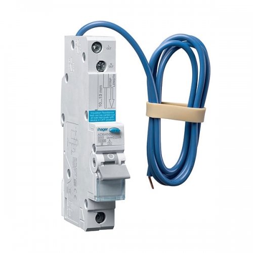 Hager ADB450U 1 Module Single Pole B Curve Type A RCBO For Commercial Installations 50A 10kA 30mA