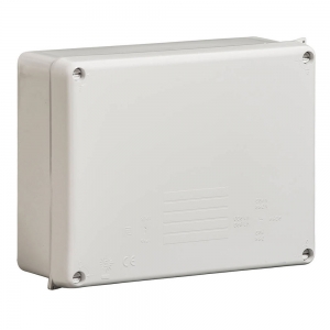 Wiska 886LH WIB4 Light Grey Thermoplastic Surface Mount Sealed Weatherproof Junction Box With Smooth Sides IP65 L: 230mm | W: 180mm | D: 88mm