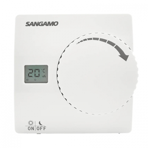 Sangamo CHOICERSTAT3 Choice White LCD Digital Room Thermostat With Pre-Set Temperature Modes & Frost Protection 5°C - 30°C 3A 230V