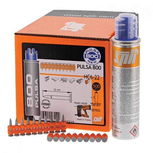 Spit 057552 500 Pack HC6-22 22mm Steel & Concrete Pins With 1 x Fuel Cell