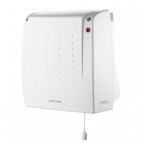 DexPro DXDF2 White 2kW Commercial Downflow Heater With 2 Power Settings, Adjustable Thermostat & Pullcord