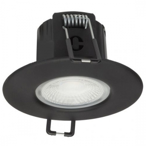 Collingwood Lighting DLT388BLK5540 H2 Lite Matt Black Steel Dimmable Round Fixed LED Fire-Rated Downlight With Cool White 4000K LEDs & Easy-Fit Connector IP65 4.3W 490Lm 240V Dia Ø: 90mm | Recess Depth: 46mm | Cut-Out Ø: 64-72mm