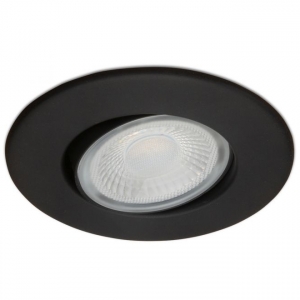 Collingwood Lighting DL490BLK5530 H4 Lite Matt Black Dimmable Round Adjustable LED Fire-Rated Downlight With Warm White 3000K LEDs & Easy-Fit Connector IP65 4.3W 460Lm 240V