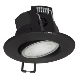 Collingwood Lighting DL490BLK5540 H4 Lite Matt Black Dimmable Round Adjustable LED Fire-Rated Downlight With Cool White 4000K LEDs & Easy-Fit Connector IP65 4.3W 460Lm 240V