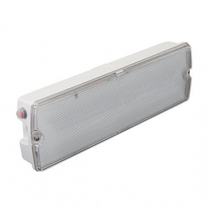 Collingwood Lighting EMBH145M Salvus White Manual-Test LED Emergency Bulkhead With Daylight White 6500K LEDs, Lithium Battery & Legend Kit  IP65 3W 145Lm 240V