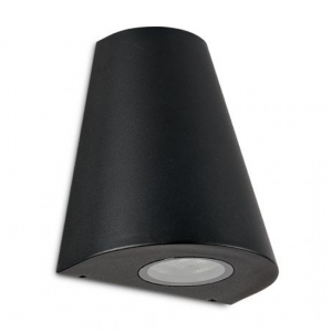 Collingwood Lighting WL014X30 Black Aluminium LED Cone Shaped Up & Down Wall Light With Warm White 3000K LEDs IP54 5.7W 350Lm 240V