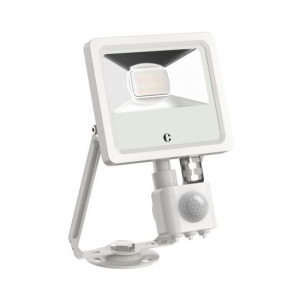 Collingwood Lighting FL01WPCS White Aluminium CCT LED Security Floodlight With 3 Colour Selectable LEDs, PIR & Mounting Bracket IP65 10W 1100-1300Lm 240V
