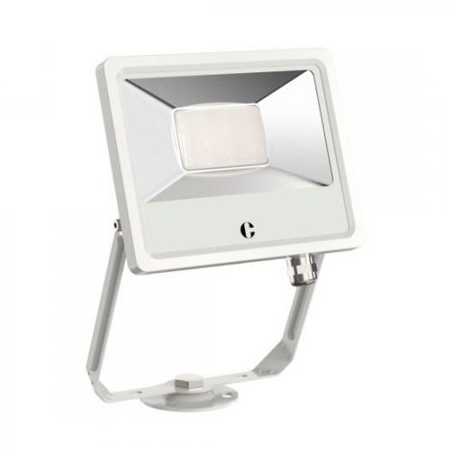 Collingwood Lighting FL02WXCS White Aluminium CCT LED Floodlight With 3 Colour Selectable LEDs & Mounting Bracket IP65 20W 2200-2400Lm 240V