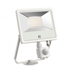 Collingwood Lighting FL03WPCS White Aluminium CCT LED Security Floodlight With 3 Colour Selectable LEDs, PIR & Mounting Bracket IP65 30W 3000-3900Lm 240V