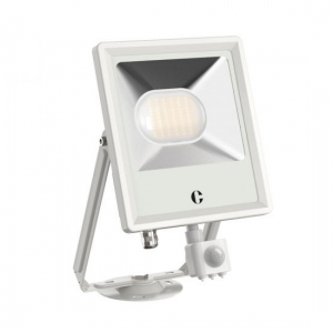 Collingwood Lighting FL05WPCS White Aluminium CCT LED Security Floodlight With 3 Colour Selectable LEDs, PIR & Mounting Bracket IP65 50W 5000-5600Lm 240V