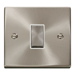 Click VPSC411WH Deco Satin Chrome 1 Gang 2 Way 10Ax Plateswitch With Ingot Switch & White Inserts