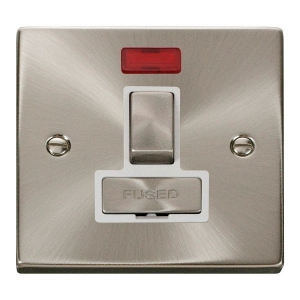 Click VPSC752WH Deco Satin Chrome 13A DP Fused Switched Connection Unit With Neon, Ingot Switch & White Inserts