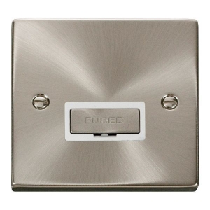 Click VPSC750WH Deco Satin Chrome 13A Fused Unswitched Connection Unit With Ingot Fuserholder & White Inserts