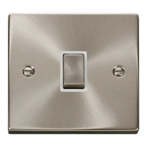 Click VPSC722WH Deco Satin Chrome 20A DP Switch With Ingot Switch & White Inserts