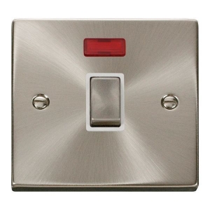Click VPSC723WH Deco Satin Chrome 20A DP Switch With Neon, Ingot Switch & White Inserts