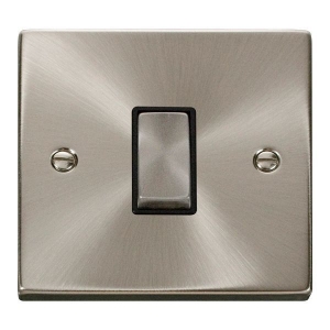 Click VPSC411BK Deco Satin Chrome 1 Gang 2 Way 10Ax Plateswitch With Ingot Switch & Black Inserts