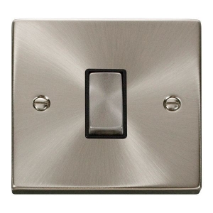 Click VPSC425BK Deco Satin Chrome 1 Gang Intermediate 10Ax Plateswitch With Ingot Switch & Black Inserts