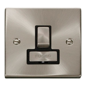 Click VPSC751BK Deco Satin Chrome 13A DP Fused Switched Connection Unit With Ingot Switch & Black Inserts