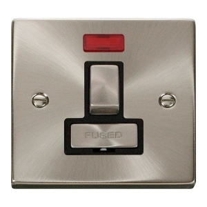 Click VPSC752BK Deco Satin Chrome 13A DP Fused Switched Connection Unit With Neon, Ingot Switch & Black Inserts