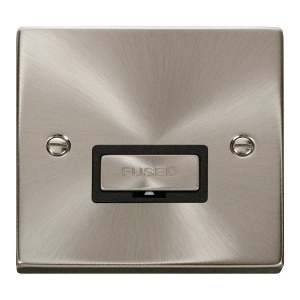 Click VPSC750BK Deco Satin Chrome 13A Fused Unswitched Connection Unit With Ingot Fuserholder & Black Inserts