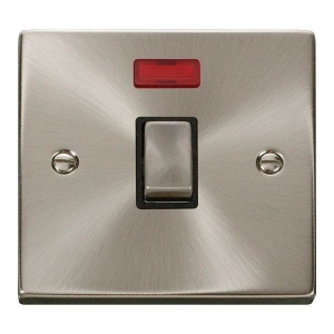 Click VPSC723BK Deco Satin Chrome 20A DP Switch With Neon, Ingot Switch & Black Inserts